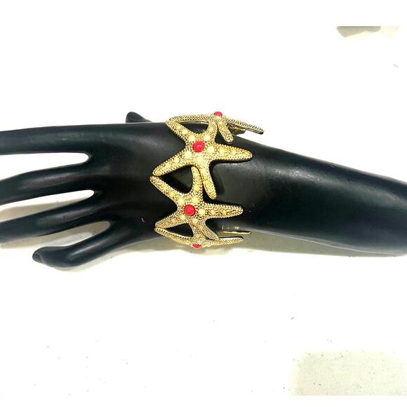 Lilly Pulitzer Starfish Gold and Orange Cuff Bracelet - Picture 3 of 3